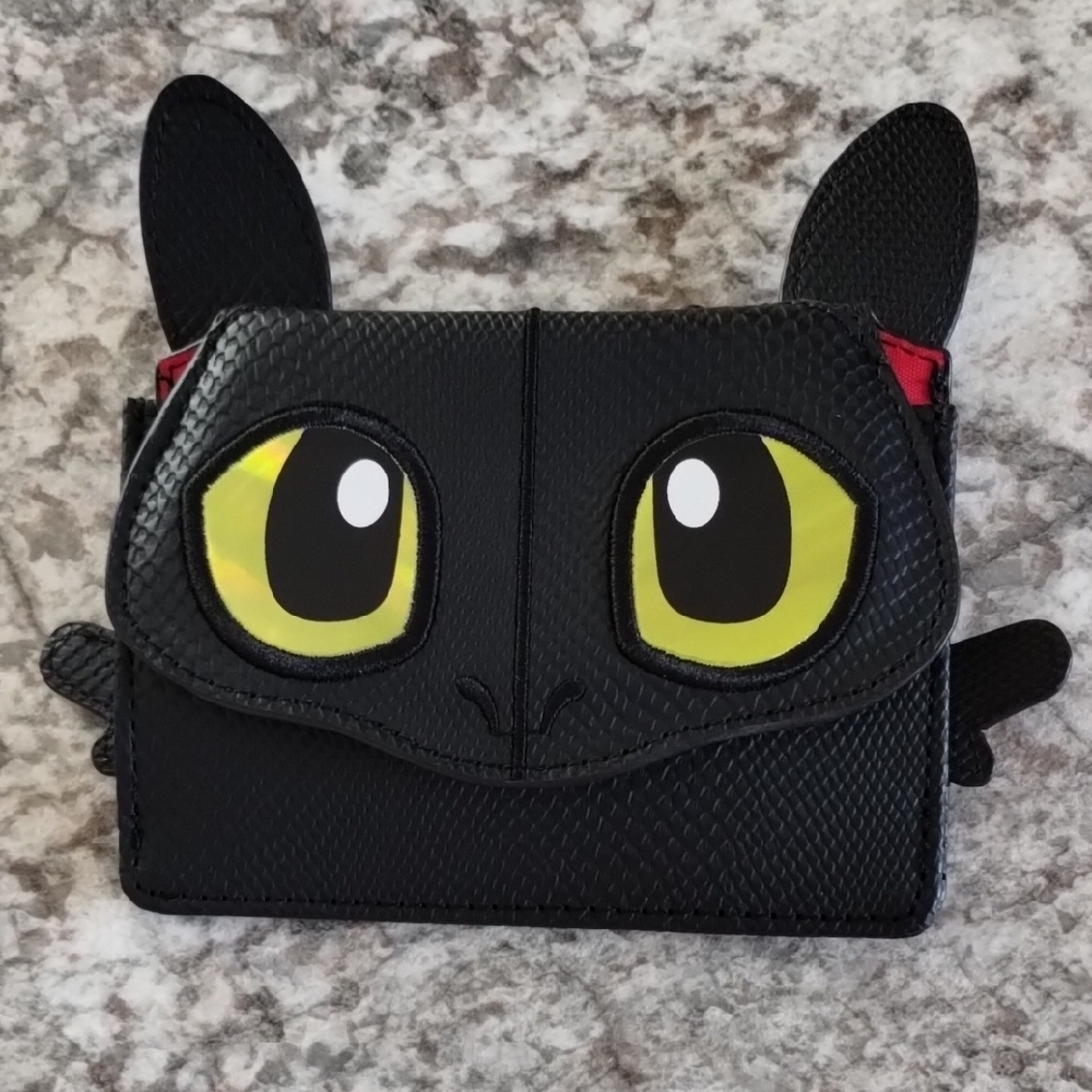 Black Wallet with Cute Character Design - Dragon